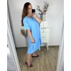 Šaty elegantní krátký rukáv dámské nadrozměr (58/60 ONE SIZE) ITALSKÁ MÓDA IMWQ24065/DR (Velikost 58/60, Barva světle modrá)