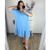 Šaty elegantní krátký rukáv dámské nadrozměr (58/60 ONE SIZE) ITALSKÁ MÓDA IMWQ24065/DR (Velikost 58/60, Barva světle modrá)