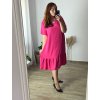 Šaty elegantní krátký rukáv dámské nadrozměr (58/60 ONE SIZE) ITALSKÁ MÓDA IMWQ24065/DR (Velikost 58/60, Barva světle modrá)