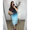 Šaty ombré dlouhé krátký rukáv dámské nadrozměr (58/60/62 ONE SIZE) ITALSKá MóDA IM424279/DR (Velikost 58/60, Barva růžová světlá)