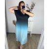 Šaty ombré dlouhé krátký rukáv dámské nadrozměr (58/60/62 ONE SIZE) ITALSKá MóDA IM424279/DR (Velikost 58/60, Barva růžová světlá)