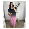 Šaty ombré dlouhé krátký rukáv dámské nadrozměr (58/60/62 ONE SIZE) ITALSKá MóDA IM424279/DR (Velikost 58/60, Barva růžová světlá)