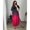 Šaty ombré dlouhé krátký rukáv dámské nadrozměr (58/60/62 ONE SIZE) ITALSKá MóDA IM424279/DR (Velikost 58/60, Barva růžová světlá)
