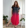 Šaty ombré dlouhé krátký rukáv dámské nadrozměr (58/60/62 ONE SIZE) ITALSKá MóDA IM424279/DR (Velikost 58/60, Barva růžová světlá)