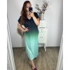 Šaty ombré dlouhé krátký rukáv dámské nadrozměr (58/60/62 ONE SIZE) ITALSKá MóDA IM424279/DR (Velikost 58/60, Barva růžová světlá)