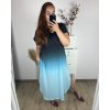 Šaty ombré dlouhé krátký rukáv dámské nadrozměr (58/60/62 ONE SIZE) ITALSKá MóDA IM424279/DR (Velikost 58/60, Barva růžová světlá)
