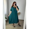 Šaty dlouhé krátký rukáv dámské nadrozměr (58/60/62 ONE SIZE) ITALSKá MóDA IM424278/DR (Velikost 58/60, Barva Černá)