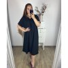 Šaty dlouhé krátký rukáv dámské nadrozměr (58/60/62 ONE SIZE) ITALSKá MóDA IM424278/DR (Velikost 58/60, Barva Černá)