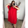 Šaty dlouhé krátký rukáv dámské nadrozměr (58/60/62 ONE SIZE) ITALSKá MóDA IM424278/DR (Velikost 58/60, Barva Černá)