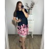 Šaty volnočasové krátký rukáv dámské nadrozměr (54/56/58 ONE SIZE) ITALSKá MóDA IM424343-2/DR (Velikost 54/56, Barva Černá)