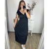 Šaty dlouhé elegantní icecool krátký rukáv dámské (M/L, XL/XXL) AINUOSI  ITALSKÁ MODA IMB249025/DU (Velikost XL/2XL, Barva Černá)