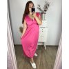 Šaty dlouhé elegantní icecool krátký rukáv dámské (M/L, XL/XXL) AINUOSI  ITALSKÁ MODA IMB249025/DU (Velikost XL/2XL, Barva Černá)