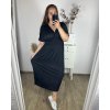Šaty dlouhé elegantní icecool krátký rukáv dámské (M/L, XL/XXL) AINUOSI  ITALSKÁ MODA IMB249027/DU (Velikost M/L, Barva Černá)