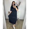Šaty dlouhé elegantní icecool krátký rukáv dámské (M/L, XL/XXL) AINUOSI  ITALSKÁ MODA IMB249027/DU (Velikost M/L, Barva Černá)