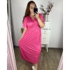 Šaty dlouhé elegantní icecool krátký rukáv dámské (M/L, XL/XXL) AINUOSI  ITALSKÁ MODA IMB249027/DU (Velikost M/L, Barva Černá)