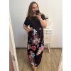 Šaty dlouhé maxi dlouhé krátký rukáv dámské nadrozměr (2XL/3XL/4XL ONE SIZE) ITALSKÁ MÓDA IMD23020A/DU (Velikost 3XL/4XL, Barva Černá)