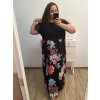 Šaty dlouhé maxi dlouhé krátký rukáv dámské nadrozměr (2XL/3XL/4XL ONE SIZE) ITALSKÁ MÓDA IMD23020A/DU (Velikost 3XL/4XL, Barva Černá)