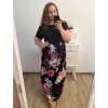 Šaty dlouhé maxi dlouhé krátký rukáv dámské nadrozměr (2XL/3XL/4XL ONE SIZE) ITALSKÁ MÓDA IMD23020A/DU (Velikost 3XL/4XL, Barva Černá)