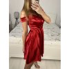 Šaty společenské saténové carmen dámské (S/M ONE SIZE) ITALSKá MóDA IMHMS23087/DU (Velikost S/M/L, Barva červená)