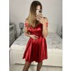 Šaty společenské saténové carmen dámské (S/M ONE SIZE) ITALSKá MóDA IMHMS23087/DU (Velikost S/M/L, Barva červená)