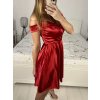 Šaty společenské saténové carmen dámské (S/M ONE SIZE) ITALSKá MóDA IMHMS23087/DU (Velikost S/M/L, Barva červená)