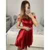 Šaty společenské saténové carmen dámské (S/M ONE SIZE) ITALSKá MóDA IMHMS23087/DU (Velikost S/M/L, Barva červená)