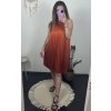 Šaty letní skládané bez rukávu dámské (S/M/L ONE SIZE) ITALSKÁ MÓDA IMWGB24029 (Velikost S/M/L, Barva béžová)