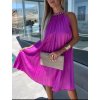 Šaty letní skládané bez rukávu dámské (S/M/L ONE SIZE) ITALSKÁ MÓDA IMWGB24029 (Velikost S/M/L, Barva béžová)