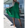Šaty letní skládané bez rukávu dámské (S/M/L ONE SIZE) ITALSKÁ MÓDA IMWGB24029 (Velikost S/M/L, Barva béžová)