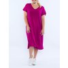 Šaty oversize krátký rukáv dámské nadrozměr SIMONE (60/62 ONE SIZE) ITALSKÁ MÓDA IMD24056/DR (Velikost 60/62, Barva Černá)