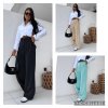 Kalhoty dlouhé letní s páskem dámské (S/M ONE SIZE) ITALSKÁ MÓDA IMD24080/DU (Velikost S/M/L, Barva béžová)