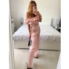 Souprava letní saténová top a kalhoty dámská (S/M/L ONE SIZE) ITALSKÁ MÓDA IMWAS24003/DU (Velikost S/M/L, Barva béžová)