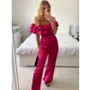 Souprava letní saténová top a kalhoty dámská (S/M/L ONE SIZE) ITALSKÁ MÓDA IMWAS24003/DU (Velikost S/M/L, Barva béžová)