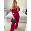 Souprava letní saténová top a kalhoty dámská (S/M/L ONE SIZE) ITALSKÁ MÓDA IMWAS24003/DU (Velikost S/M/L, Barva béžová)