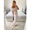 Souprava letní saténová top a kalhoty dámská (S/M/L ONE SIZE) ITALSKÁ MÓDA IMWAS24003/DU (Velikost S/M/L, Barva béžová)