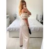 Souprava letní saténová top a kalhoty dámská (S/M/L ONE SIZE) ITALSKÁ MÓDA IMWAS24003/DU (Velikost S/M/L, Barva béžová)
