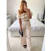 Souprava letní saténová top a kalhoty dámská (S/M/L ONE SIZE) ITALSKÁ MÓDA IMWAS24003/DU (Velikost S/M/L, Barva béžová)