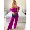 Souprava letní saténová top a kalhoty dámská (S/M/L ONE SIZE) ITALSKÁ MÓDA IMWAS24003/DU (Velikost S/M/L, Barva béžová)