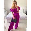 Souprava letní saténová top a kalhoty dámská (S/M/L ONE SIZE) ITALSKÁ MÓDA IMWAS24003/DU (Velikost S/M/L, Barva béžová)