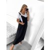 Šaty na ramínka tričko krátký rukáv dámské nadrozměr (48/50 ONE SIZE) ITALSKÁ MÓDA IM424037BIG/DUR (Velikost 48/50, Barva Černá)