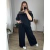 Souprava letní tunika carmen a kalhoty dámská nadrozměr (50/52 ONE SIZE) ITALSKÁ MÓDA IMWEC24110/DUR (Velikost 50/52, Barva béžová smetanová)