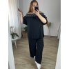 Souprava letní tunika carmen a kalhoty dámská nadrozměr (50/52 ONE SIZE) ITALSKÁ MÓDA IMWEC24110/DUR (Velikost 50/52, Barva béžová smetanová)