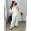Souprava letní tunika carmen a kalhoty dámská nadrozměr (50/52 ONE SIZE) ITALSKÁ MÓDA IMWEC24110/DUR (Velikost 50/52, Barva béžová smetanová)