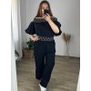 Souprava letní tunika carmen a kalhoty dámská nadrozměr (50/52 ONE SIZE) ITALSKÁ MÓDA IMWEC24110/DUR (Velikost 50/52, Barva béžová smetanová)
