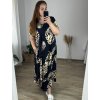 Šaty dlouhé  letní krátký rukáv dámské nadrozměr (54/56/58 ONE SIZE) ITALSKÁ MÓDA IMWEC24122/DUR (Velikost 56/58, Barva Černá)