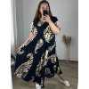 Šaty dlouhé  letní krátký rukáv dámské nadrozměr (54/56/58 ONE SIZE) ITALSKÁ MÓDA IMWEC24122/DUR (Velikost 56/58, Barva Černá)