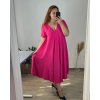 Šaty letní krátký rukáv dámské nadrozměr (58/60 ONE SIZE) ITALSKÁ MÓDA IM424357/DR (Velikost 58/60, Barva Černá)