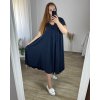 Šaty letní krátký rukáv dámské nadrozměr (58/60 ONE SIZE) ITALSKÁ MÓDA IM424357/DR (Velikost 58/60, Barva Černá)