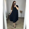 Šaty letní krátký rukáv dámské nadrozměr (58/60 ONE SIZE) ITALSKÁ MÓDA IM424357/DR (Velikost 58/60, Barva Černá)
