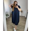 Šaty letní krátký rukáv dámské nadrozměr (58/60 ONE SIZE) ITALSKÁ MÓDA IM424357/DR (Velikost 58/60, Barva Černá)